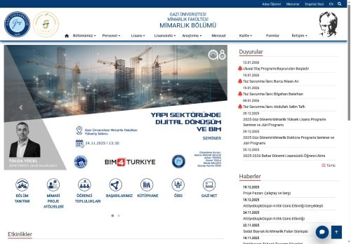 Mimarlık Bölümü | Mimarlık Fakültesi | Gazi Üniversitesi | Gazili Olmak Ayrıcalıktır