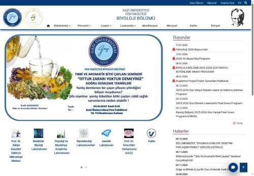Biyoloji Bölümü | Fen Fakültesi | Gazi Üniversitesi | Gazili Olmak Ayrıcalıktır
