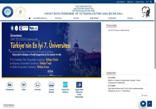 Hayat Boyu Öğrenme Ve Yetişkin Eğitimi Ana Bilim Dalı | Eğitim Bilimleri Bölümü | Gazi Eğitim Fakültesi | Gazi Üniversitesi | Gazili Olmak Ayrıcalıktır