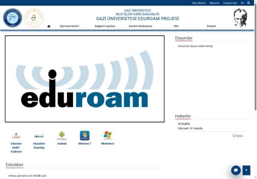 Gazi Üniversitesi Eduroam Projesi | Bilgi İşlem Daire Başkanlığı | Gazi Üniversitesi | Gazili Olmak Ayrıcalıktır