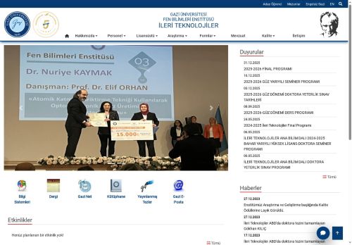 İleri Teknolojiler | Fen Bilimleri Enstitüsü | Gazi Üniversitesi | Gazili Olmak Ayrıcalıktır