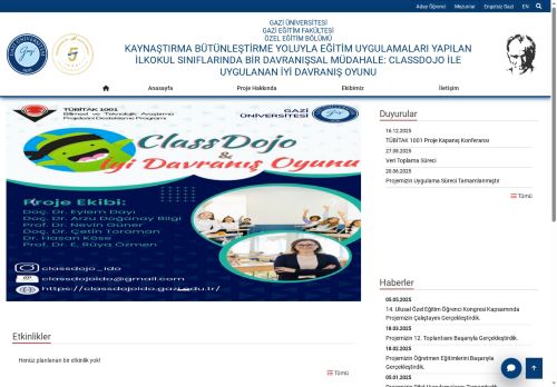 Kaynaştırma Bütünleştirme Yoluyla Eğitim Uygulamaları Yapılan İlkokul Sınıflarında Bir Davranışsal Müdahale: Classdojo İle Uygulanan İyi Davranış Oyunu | Özel Eğitim Bölümü | Gazi Eğitim Fakültesi | Gazi Üniversitesi | Gazili Olmak Ayrıcalıktır