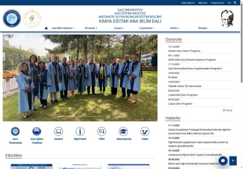 Kimya Eğitimi Ana Bilim Dalı | Matematik Ve Fen Bilimleri Eğitimi Bölümü | Gazi Eğitim Fakültesi | Gazi Üniversitesi | Gazili Olmak Ayrıcalıktır
