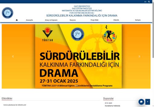 Sürdürülebilir Kalkınma Farkındalığı İçin Drama | Fizik Eğitimi Ana Bilim Dalı | Matematik Ve Fen Bilimleri Eğitimi Bölümü | Gazi Eğitim Fakültesi | Gazi Üniversitesi | Gazili Olmak Ayrıcalıktır