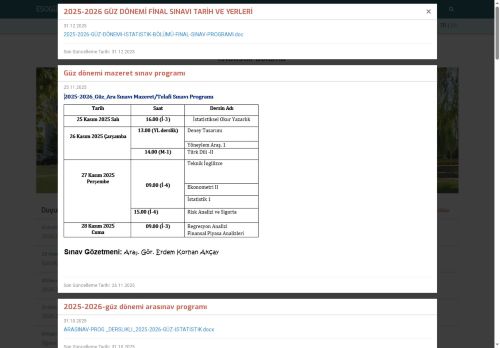 İstatistik Bölümü | Eskişehir Osmangazi Üniversitesi - Anasayfa