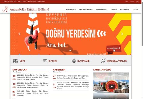 Antrenörlük Eğitimi Bölümü | NEVŞEHİR HACI BEKTAŞ VELİ ÜNİVERSİTESİ