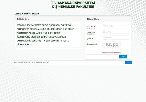 Online Randevu Sistemi | ANKARA ÜNİVERSİTESİ DİŞ HEKİMLİĞİ FAKÜLTESİ