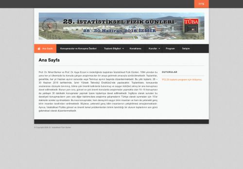 25. İstatistiksel Fizik Günleri – İzmir Yüksek Teknoloji Enstitüsü