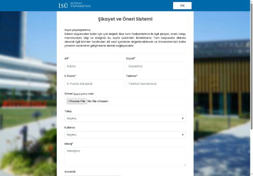 İstinye Üniversitesi - Şikayet ve Öneri Sistemi