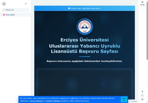 Erciyes Üniversitesi Lisansüstü Başvuru Sayfası