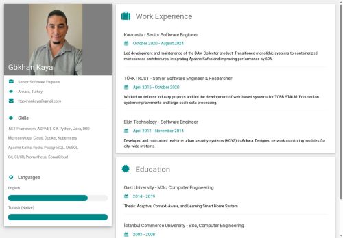 Gökhan Kaya | Personal CV