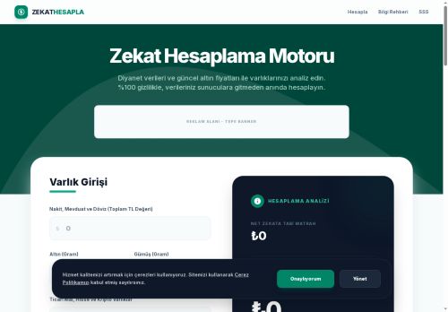 Diyanet Uyumlu Otomatik Hesaplama Aracı - Zekat Hesaplama 2024