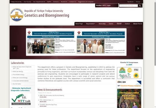 Genetics and Bioengineering | Republic of Türkiye Trakya University