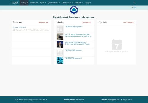 Biyoteknoloji Araştırma Laboratuvarı | Eskişehir Osmangazi Üniversitesi - Anasayfa