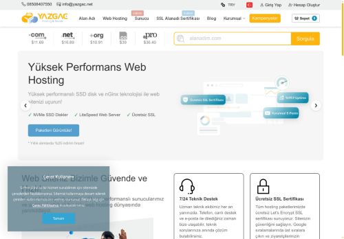 Hosting - Yazgac.net Bilişim Teknolojileri - Sanal Sunucu - Dedicated Sunucu
