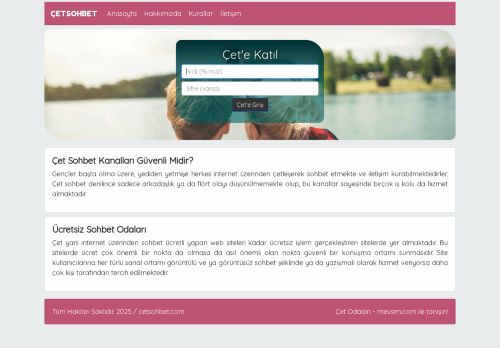 Cetsohbet.com - Çet Sohbet Odaları Sohbet Siteleri Mobil Önizlemesi