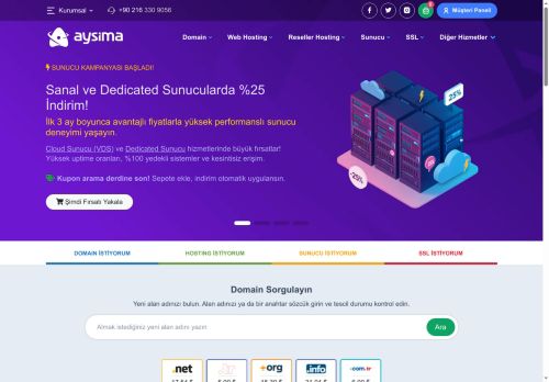 Web Hosting, Reseller Hosting ve Dedicated Server Çözümleri - Aysima