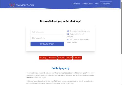 Sohbetyap.com - Sohbet Odaları Mobil Chat Siteleri Canlı Sohbet Yap Önizlemesi