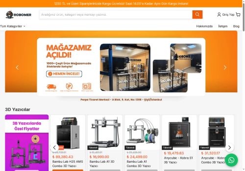 Robomer | Robotik Malzeme Marketi Online Satış Önizlemesi