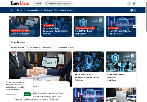 Türkiye'nin En Kapsamlı Liste ve Hesaplama Platformu - TamListe