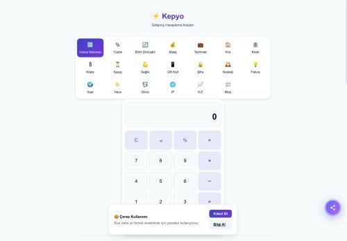 Online Hesap Makinesi ve Dönüştürücü - Kepyo