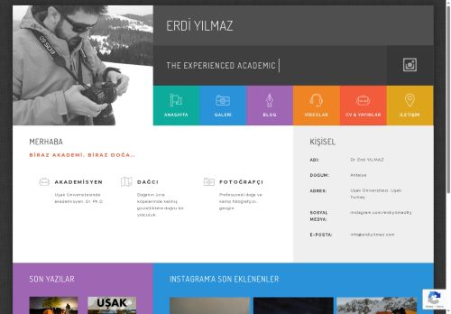 Erdi YILMAZ | Kişisel Web Sitesi | 2025 © – Erdi Okan YILMAZ | Akademisyen, Eğitim Teknoloğu, Dağcı, Sporsever, Fotoğrafçı | Kişisel Web Sitesi | 2025