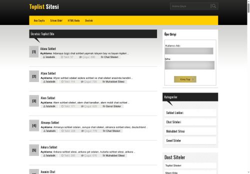 Toplist Siteleri, Toplist Ekle, Bedava Dizin Sitesi, Link Ekle