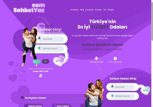 Arkadaşlık ve Eğlence Sitesi - SohbetYaz