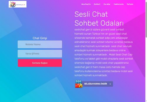 Sesli Chat, Sesli Sohbet, Canlı Kameralı Mobil Sesli Chat, Sohbet Odaları