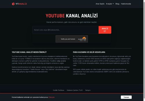 YTANALİZ - YTANALİZ: YouTube Kanal Analiz ve Gelir Hesaplama