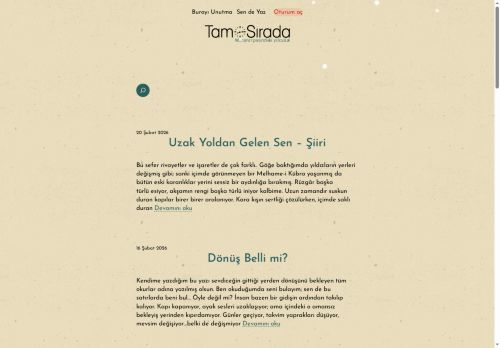 Kişisel Yazılar, Kültür, Film, Şiir ve Günce | TamoSirada