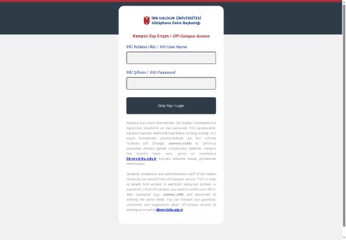 Kampüs Dışı Erişim - İbn Haldun Üniversitesi Kütüphane ve Bilgi Merkezi