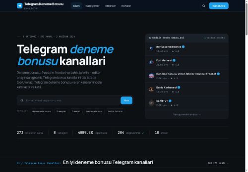 Telegram Deneme Bonusu Kanallari (2026) | Guncel Liste
