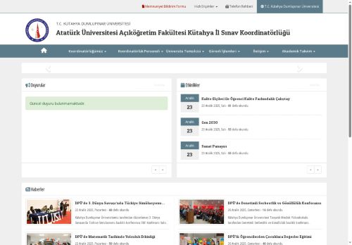 Atatürk Üniversitesi Açıköğretim Fakültesi Kütahya İl Sınav Koordinatörlüğü