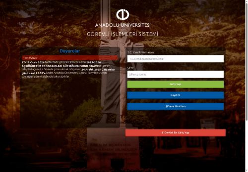 Anadolu Üniversitesi Görevli İşlemleri Sistemi