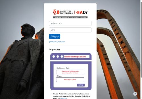 Siteye giriş yap | HACETTEPE