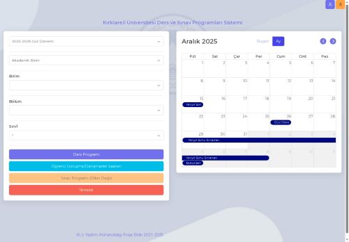 KLU Ders ve Sınav Programları