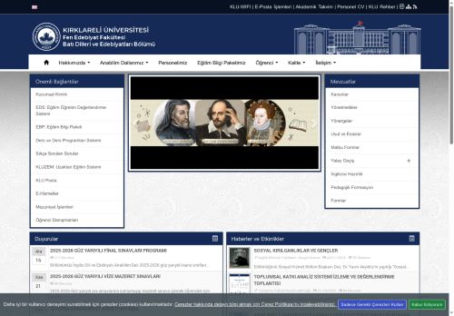 Batı Dilleri ve Edebiyatları Bölümü - KLU - Fen Edebiyat Fakültesi