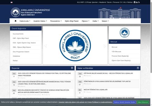 Eğitim Bilimleri - Bölüm İletişim Bilgileri - KLU - Fen Edebiyat Fakültesi