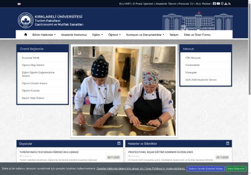 Gastronomi ve Mutfak Sanatları - Akademik Kadromuz - KLU - Turizm Fakültesi