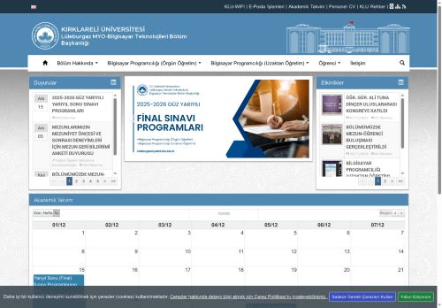 Lüleburgaz MYO-Bilgisayar Teknolojileri Bölüm Başkanlığı - KLU