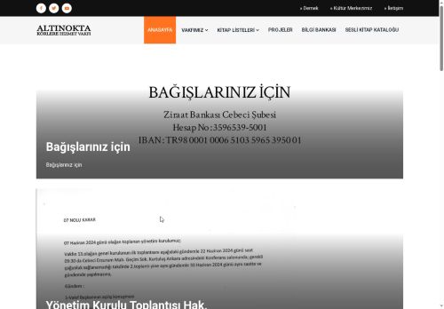 Altınokta Körlere Hizmet Vakfı - ANASAYFA