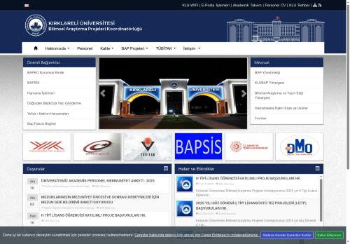 Bilimsel Araştırma Projeleri Koordinatörlüğü - E-BAP KULLANIMI DUYURUSU - KLU