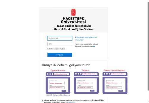 Yabancı Diller Yüksekokulu Hazırlık Uzaktan Eğitim Sistemi: Siteye giriş yap