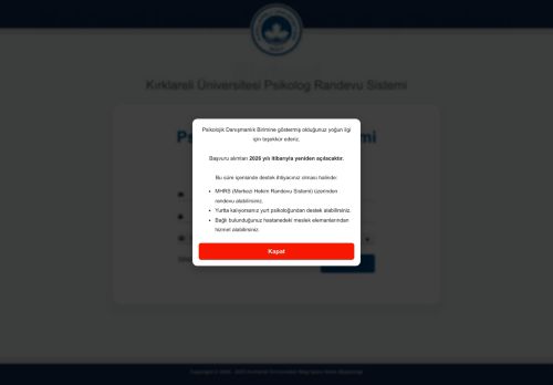 Psikolog Randevu Sistemi Girişi