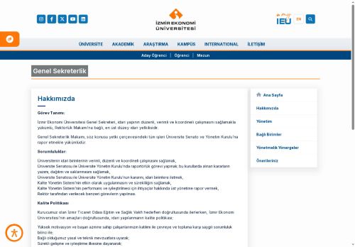 Genel Sekreterlik | İzmir Ekonomi Üniversitesi