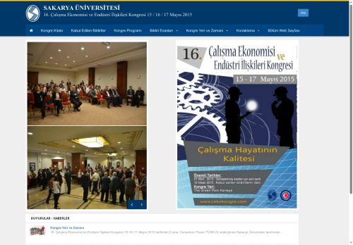 Sakarya Üniversitesi | 16. ÇALIŞMA EKONOMİSİ VE ENDÜSTRİ İLİŞKİLERİ KONGRESİ 15 / 16 / 17 MAYIS 2015
