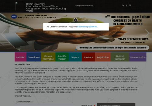 Bartın University - International Çeşm-i Cihan Congress on Health in a Changing World