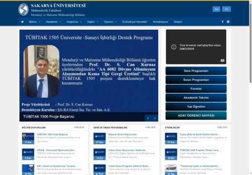 Sakarya Üniversitesi | METALURJİ ve MALZEME MÜHENDİSLİĞİ