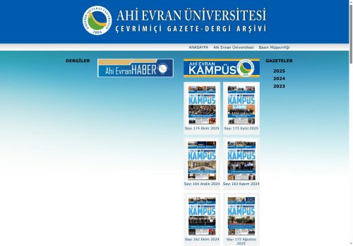 Ahi Evran Üniversitesi Çevrimiçi Gazete-Dergi Arşivi